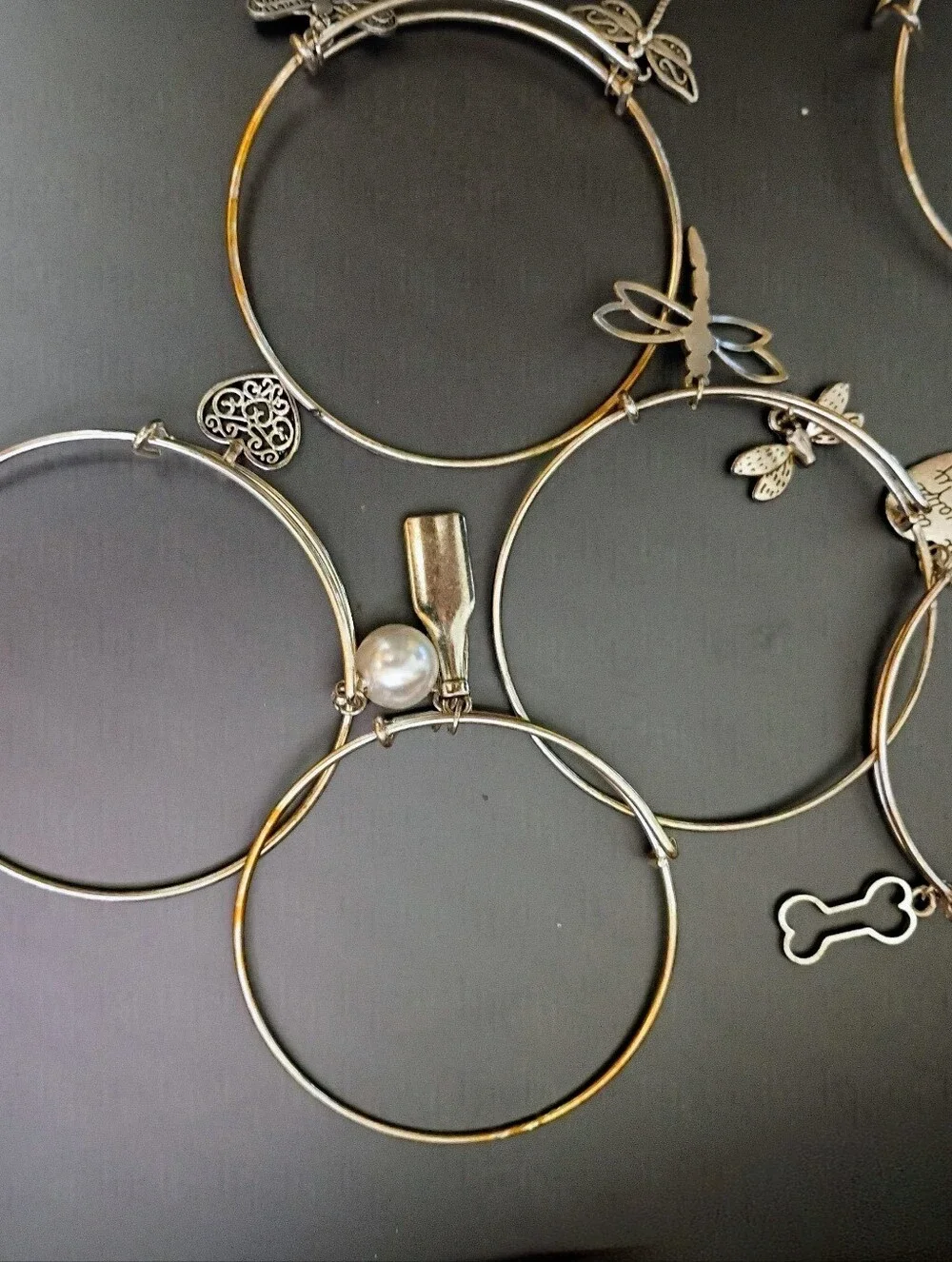 Seven (7) Wire Charm Bangle Bracelets